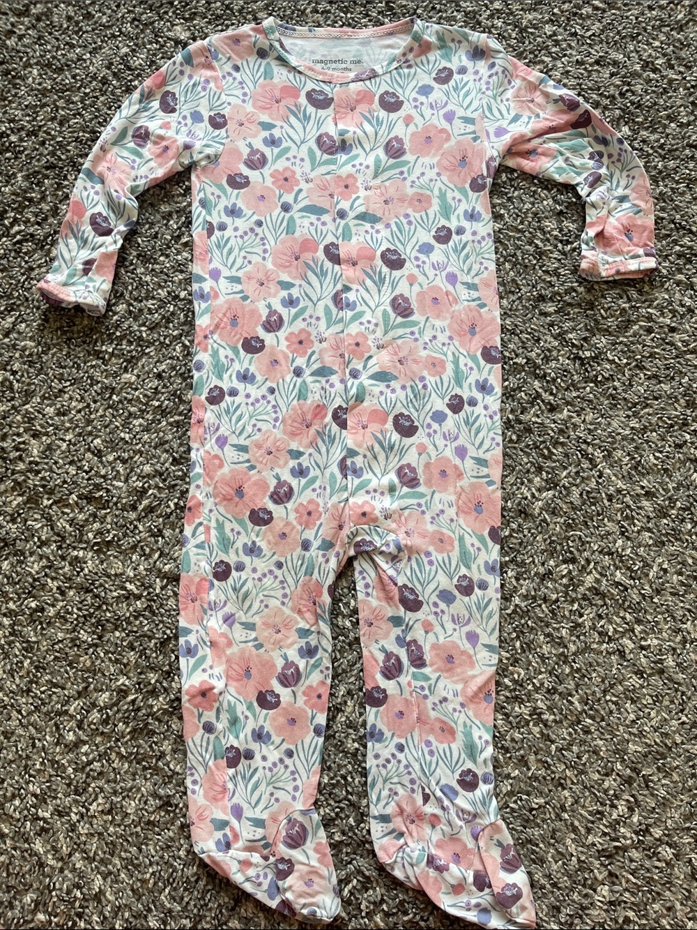 Magnetic Me Floral Print Footed Pajama - Size 6-9 months